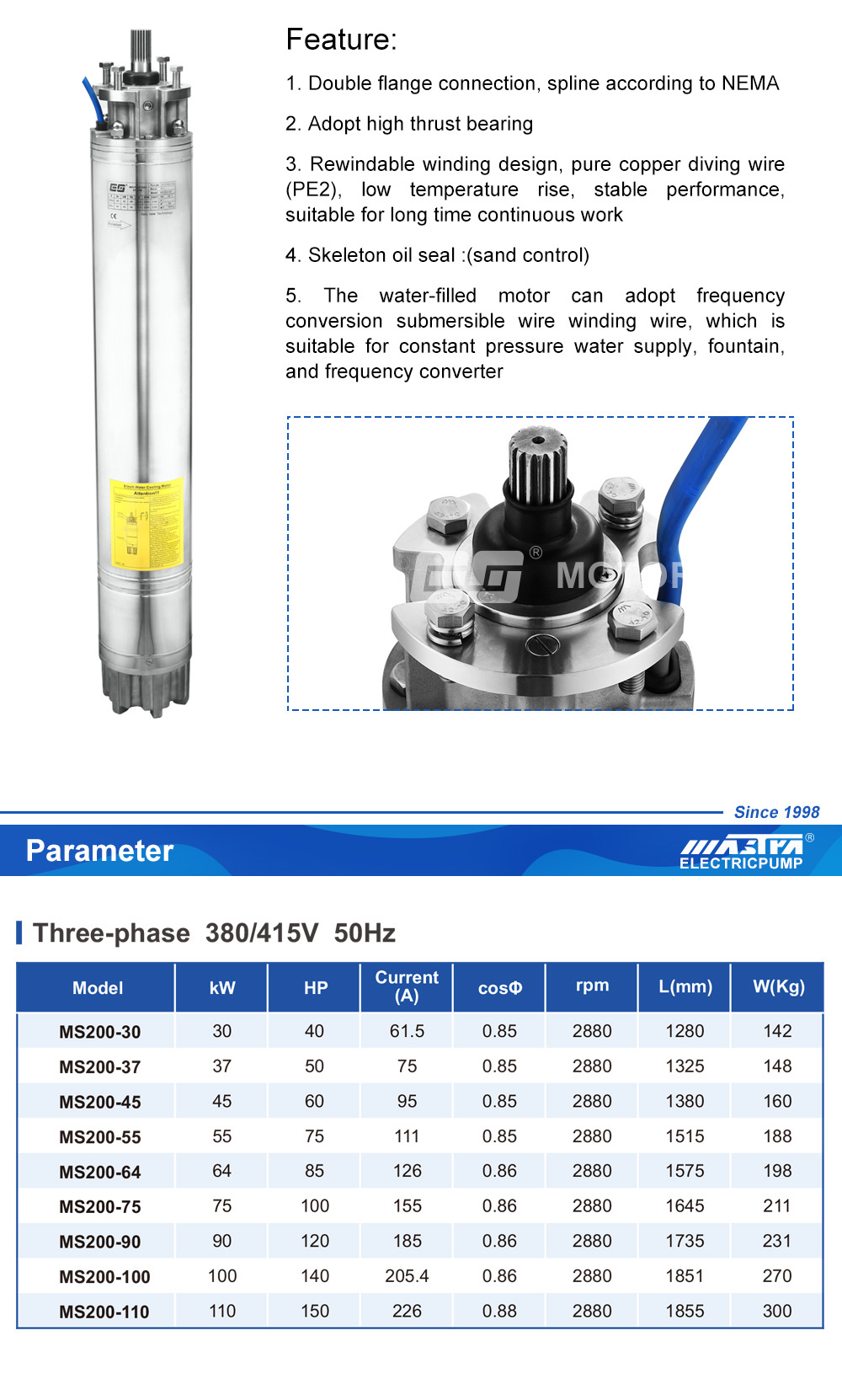 Well Pump Cycles On And Off 8" Water Cooling Submersible Motor irrigation pump cycles on and off